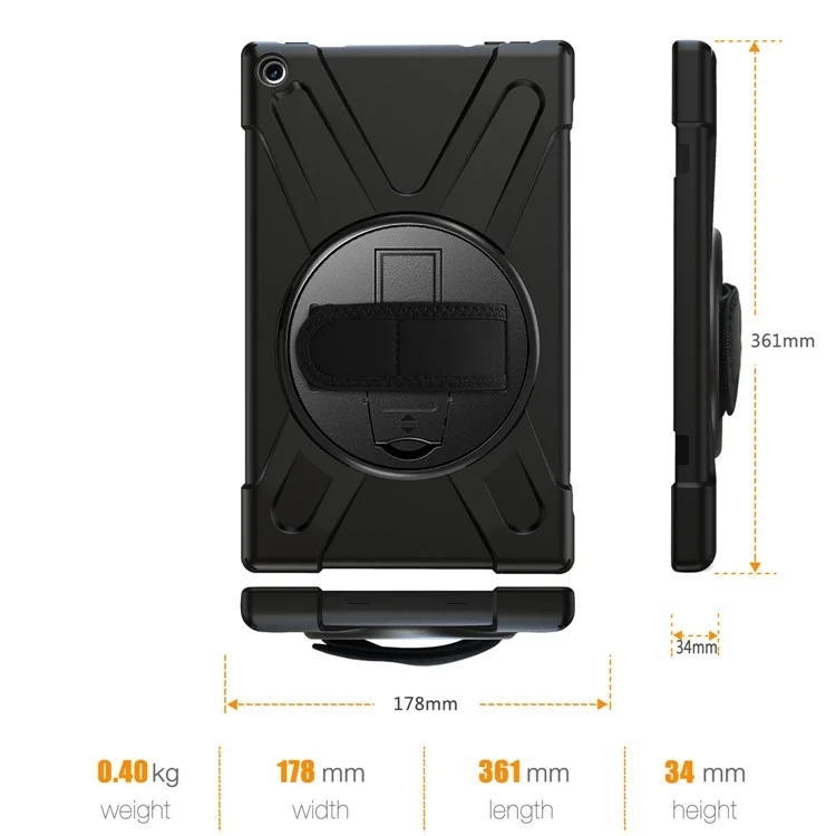 [X-Shape] PC + Silikon Combo Tablet Hülle für Amazon Fire HD 10 (2018) / (2017) - Schwarz
