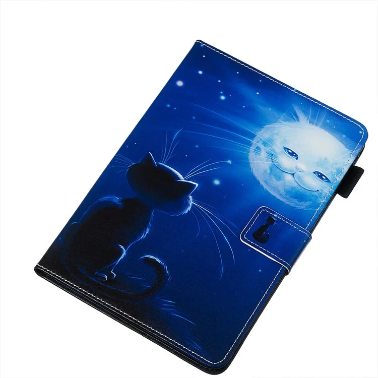 Muster-Druckaufbereitung PU-Leder Tablet-Hülle [Geldbörse Stand] mit Stylus-Schlaufe für Amazon Kindle Paperwhite 4 (2018) / Kindle Paperwhite 3/2/1 (2015) - Leuchtende Katzengesicht