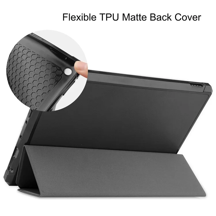 Tri-fold Stand Soft TPU Shell Inner + Coque en Cuir PU Pour Amazon Fire HD 10 (2021) - le Noir