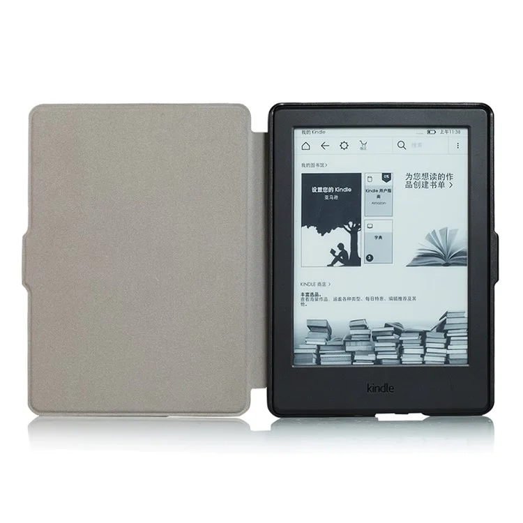 Cross Texture Slim Smart Leather Case for Amazon All-New Kindle - Black