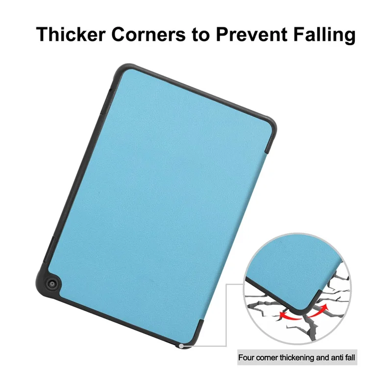 ENKAY HAT PRINCEE Fine Quality Tri-fold PU Leather Auto-wake/Sleep Smart Tablet Stand Case for Amazon Fire HD 8 (2020)/8 Plus (2020) - Baby Blue