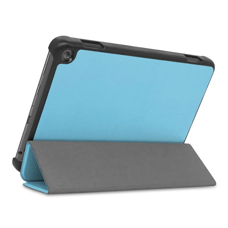 ENKAY HAT PRINCEE Fine Quality Tri-fold PU Leather Auto-wake/Sleep Smart Tablet Stand Case for Amazon Fire HD 8 (2020)/8 Plus (2020) - Baby Blue