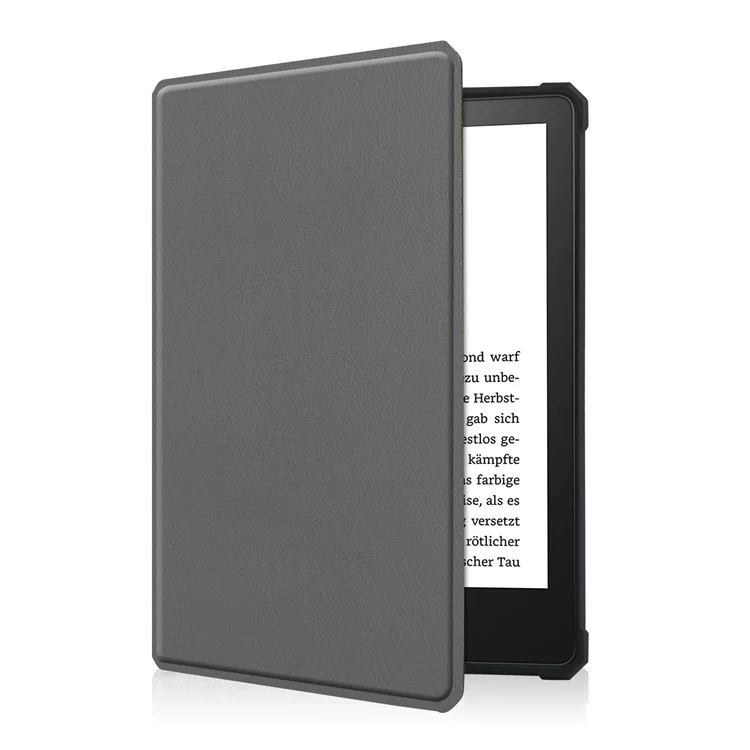 For Amazon Kindle Paperwhite 5 (2021) 6.8-inch Drop-Resistant PU Leather + TPU Protective Case Auto Wake/Sleep Case - Grey
