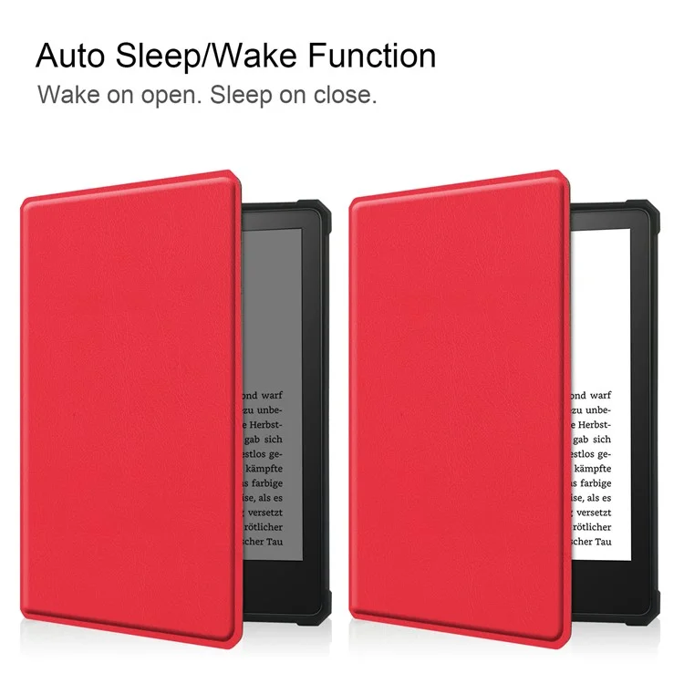 For Amazon Kindle Paperwhite 5 (2021) 6.8-inch Drop-Resistant PU Leather + TPU Protective Case Auto Wake/Sleep Case - Red