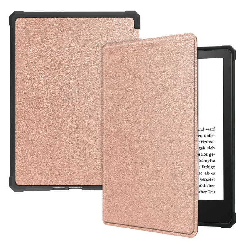 For Amazon Kindle Paperwhite 5 (2021) 6.8-inch Drop-Resistant PU Leather + TPU Protective Case Auto Wake / Sleep Case - Rose Gold