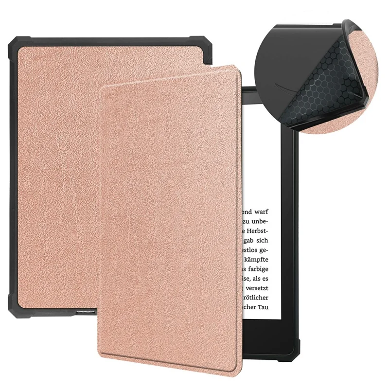 For Amazon Kindle Paperwhite 5 (2021) 6.8-inch Drop-Resistant PU Leather + TPU Protective Case Auto Wake / Sleep Case - Rose Gold