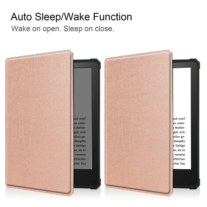 For Amazon Kindle Paperwhite 5 (2021) 6.8-inch Drop-Resistant PU Leather + TPU Protective Case Auto Wake / Sleep Case - Rose Gold
