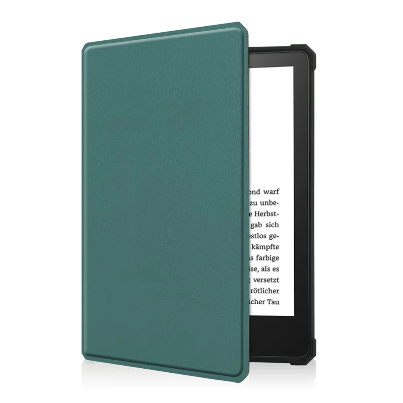 For Amazon Kindle Paperwhite 5 (2021) 6.8-inch Drop-Resistant PU Leather + TPU Protective Case Auto Wake/Sleep Case - Dark Green