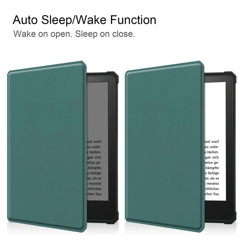 For Amazon Kindle Paperwhite 5 (2021) 6.8-inch Drop-Resistant PU Leather + TPU Protective Case Auto Wake/Sleep Case - Dark Green