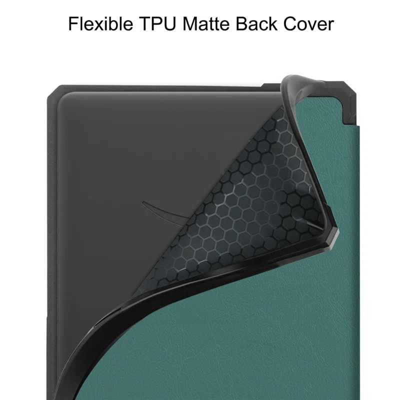 For Amazon Kindle Paperwhite 5 (2021) 6.8-inch Drop-Resistant PU Leather + TPU Protective Case Auto Wake/Sleep Case - Dark Green
