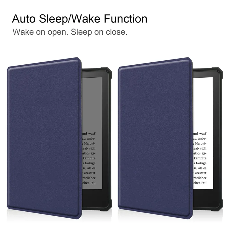 For Amazon Kindle Paperwhite 5 (2021) 6.8-inch Drop-Resistant PU Leather + TPU Protective Case Auto Wake/Sleep Case - Blue