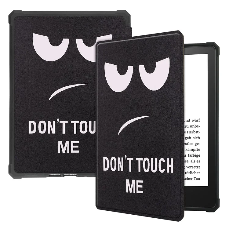 Capa Protetora de Couro PU com Impressão de Padrão e Função de Despertar/Dormir Automática para Amazon Kindle Paperwhite 5 (2021) - Não Me Toque