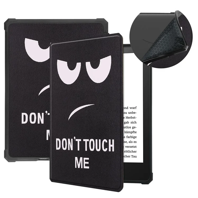Capa Protetora de Couro PU com Impressão de Padrão e Função de Despertar/Dormir Automática para Amazon Kindle Paperwhite 5 (2021) - Não Me Toque