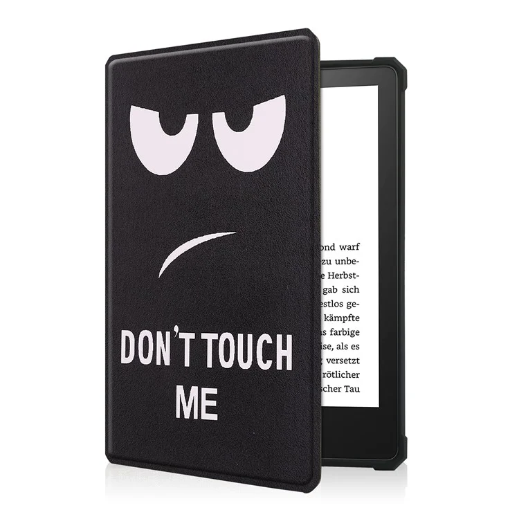 Capa Protetora de Couro PU com Impressão de Padrão e Função de Despertar/Dormir Automática para Amazon Kindle Paperwhite 5 (2021) - Não Me Toque