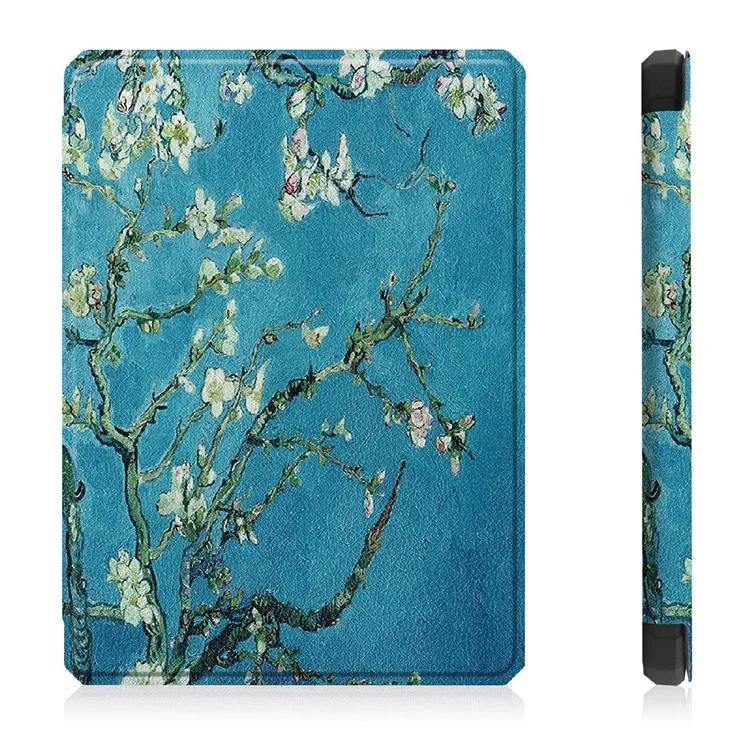 Pattern Printing PU Leather Shock a Prueba de Choque Smart Cover Con Auto Wake/Sleep Para Amazon Kindle Paperwhite 5 6.8 Pulgadas (2021) - Flor de Albaricoque