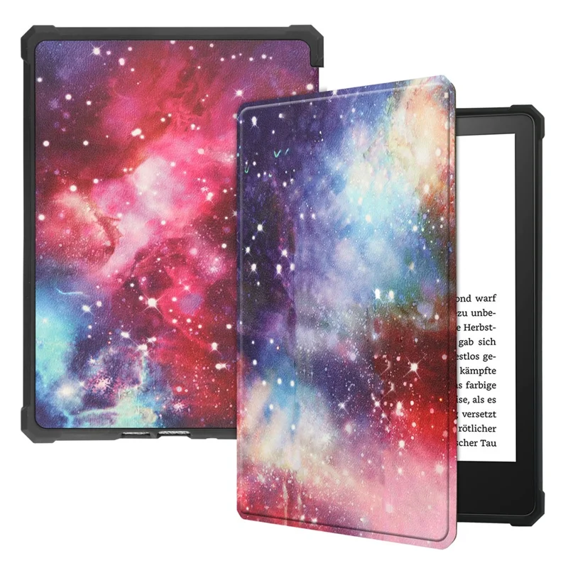 Pattern Printing PU Leather Shockproof Shell Smart Cover with Auto Wake / Sleep for Amazon Kindle Paperwhite 5 (2021) - Nebula
