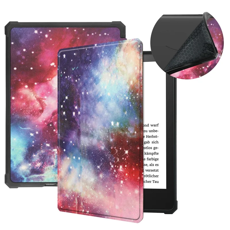 Pattern Printing PU Leather Shockproof Shell Smart Cover with Auto Wake / Sleep for Amazon Kindle Paperwhite 5 (2021) - Nebula