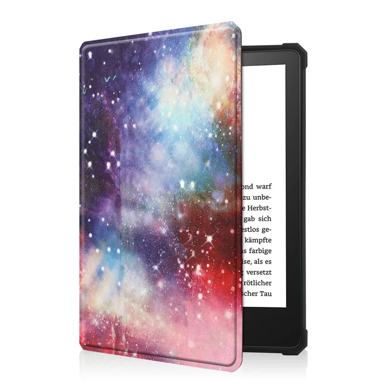 Pattern Printing PU Leather Shockproof Shell Smart Cover with Auto Wake / Sleep for Amazon Kindle Paperwhite 5 (2021) - Nebula
