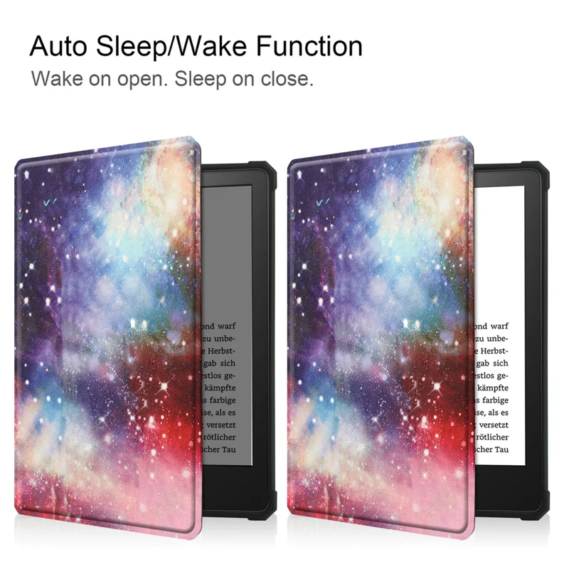 Pattern Printing PU Leather Shockproof Shell Smart Cover with Auto Wake / Sleep for Amazon Kindle Paperwhite 5 (2021) - Nebula