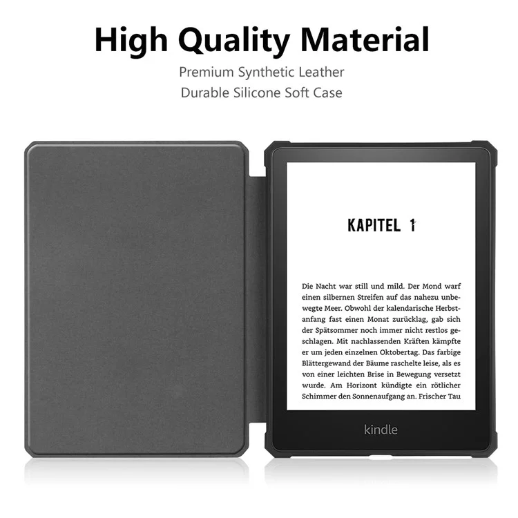 ENKAY HAT PRINCE Solid Colore Auto Auto / Sleep pu in Pelle Protettiva Copertina Per Amazon Kindle Paperwhite 5 (2021) - Nero