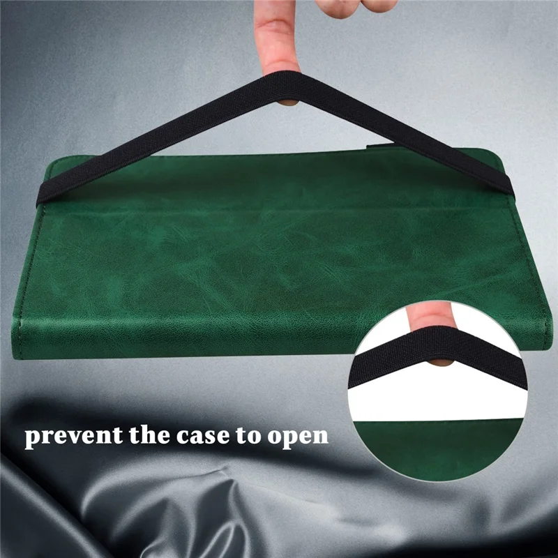 Line Imprinted Folio Stand PU Leather Auto Wake/Sleep Tablet Case with Card Slots for Amazon Kindle Paperwhite 5 (2021) - Green