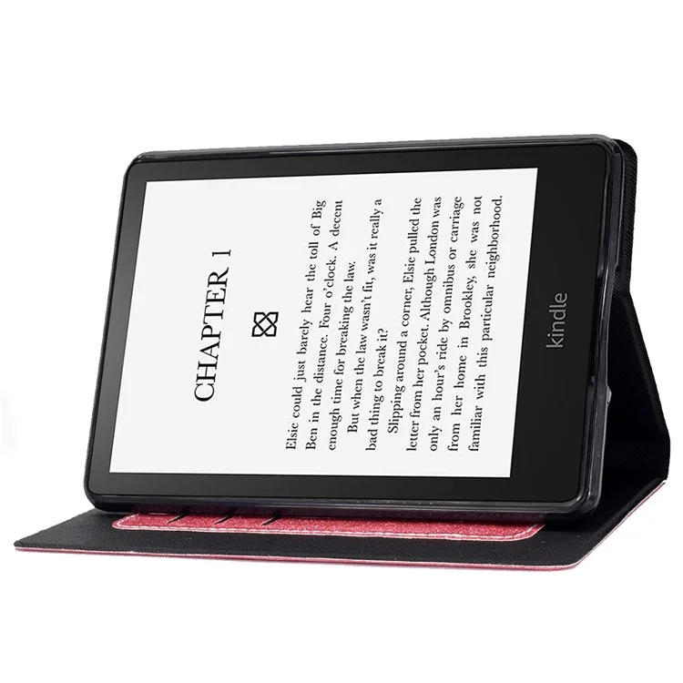 Glitzernder Pulver PU Leder Schockdichte Folio Stand Cover Protektor Mit Kartenschlitzen Für Amazon Kindle Paperwhite 5 (2021) - Rosa