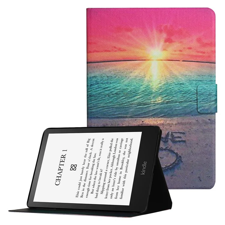 Modèle D'impression de Cartes à Sous en Cuir PU Couvercle de Support de Boîtier Pour Amazon Kindle Paperwhite 5 (2021) - Lever du Soleil