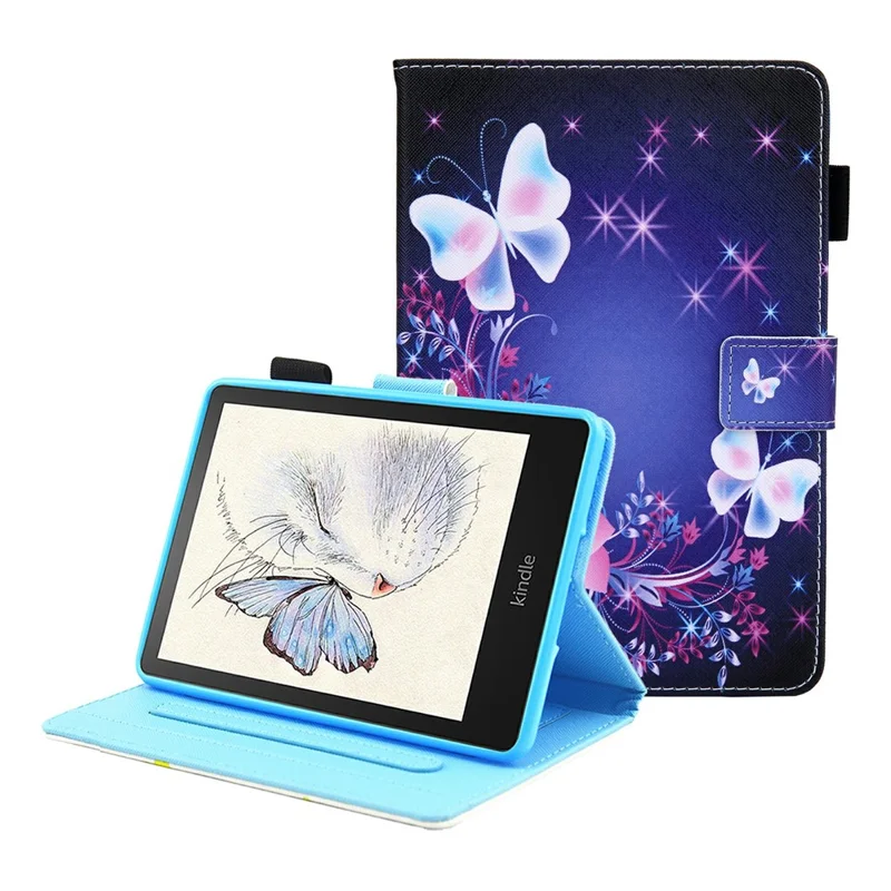 Foldable Stand Card Slots Design Pattern Printing Full Protection Leather Case Cover for Amazon Kindle Paperwhite 5 (2021) - Colorful Butterflies