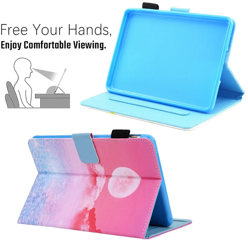Foldable Stand Card Slots Design Pattern Printing Full Protection Leather Case Cover for Amazon Kindle Paperwhite 5 (2021) - Moon