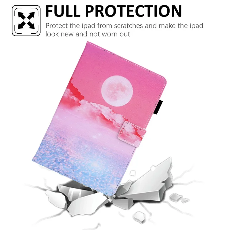 Foldable Stand Card Slots Design Pattern Printing Full Protection Leather Case Cover for Amazon Kindle Paperwhite 5 (2021) - Moon