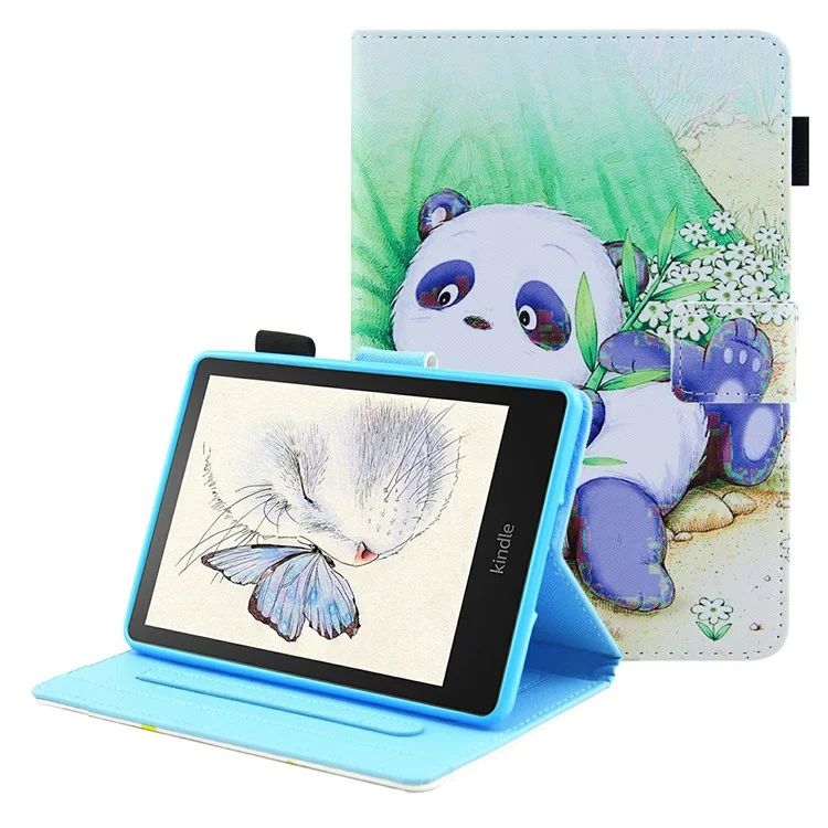 Pattern Printing Stand Card Holder PU Leather Case Cover with Auto Wake/Sleep for Amazon Kindle Paperwhite 5 (2021) - Cute Panda