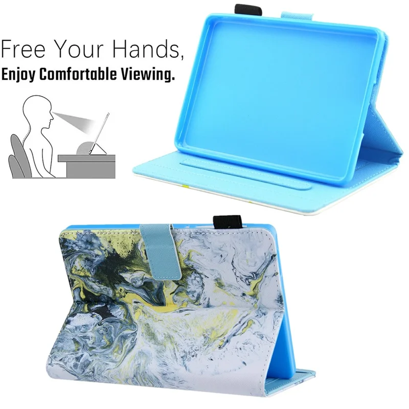 Pattern Printing Stand Card Holder PU Leather Case Cover with Auto Wake/Sleep for Amazon Kindle Paperwhite 5 (2021) - White Gold Marble Pattern