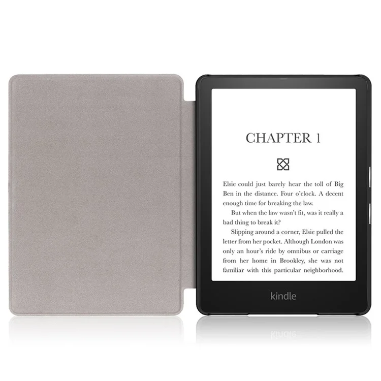 For Amazon Kindle Paperwhite (11th Generation) 2021 Textured PU Leather + PC Inner Cover Case Anti-Scratch Lining Shock-Absorbed Corners - Blue