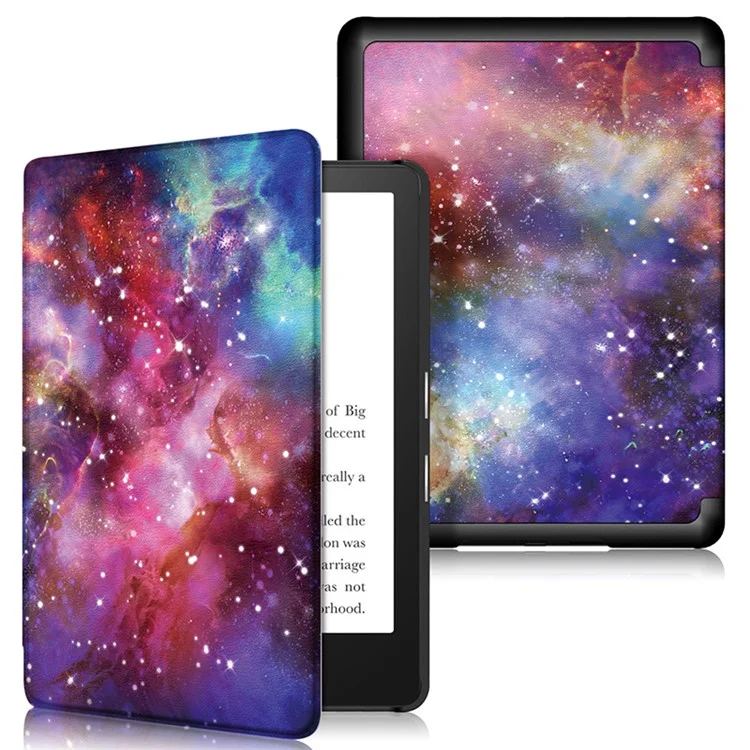 Чехол-обложка с узором из искусственной кожи PU для Amazon Kindle Paperwhite 11 (2021) с функцией автоматического пробуждения/сна - Nebula