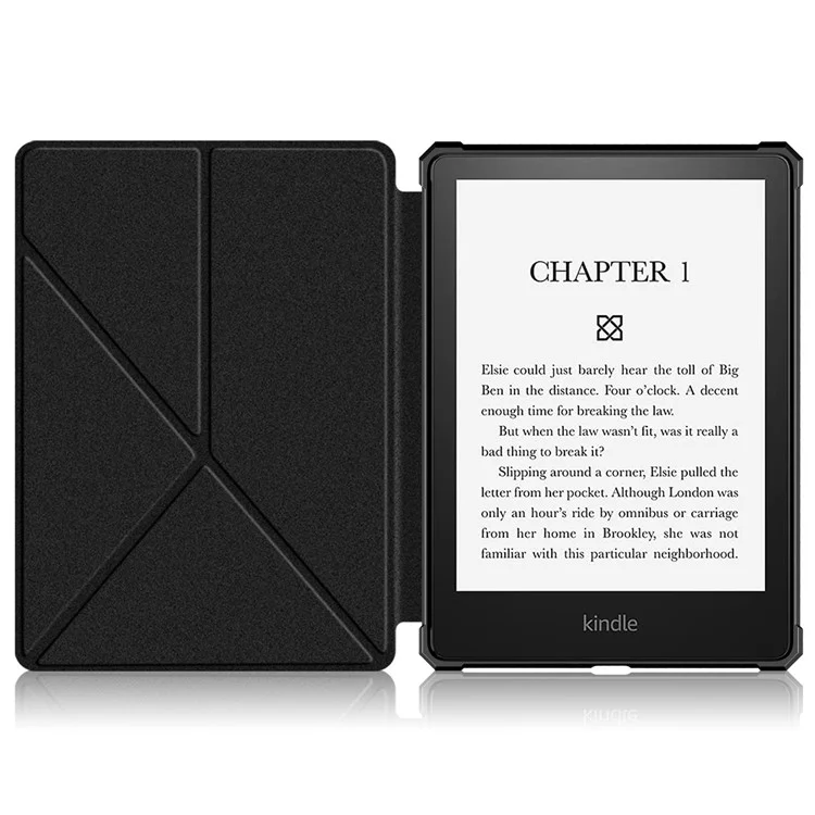 For Amazon Kindle Paperwhite (2021) Origami Dual-Angle Stand Design Smart Wake/Sleep Case Magnetic Absorbing - Black