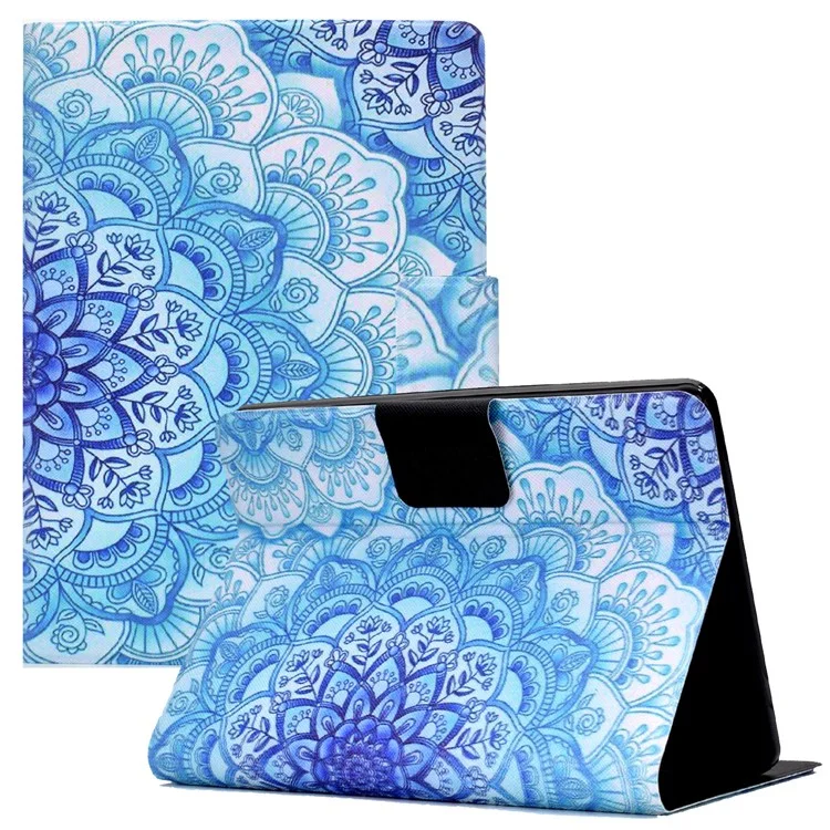 Für Amazon Kindle Paperwhite 5 (2021) Modisches Muster Bedruckte Tablet-Lederhülle, Kratzfest, mit Kartenfach und Ständer - Mandala-Blume