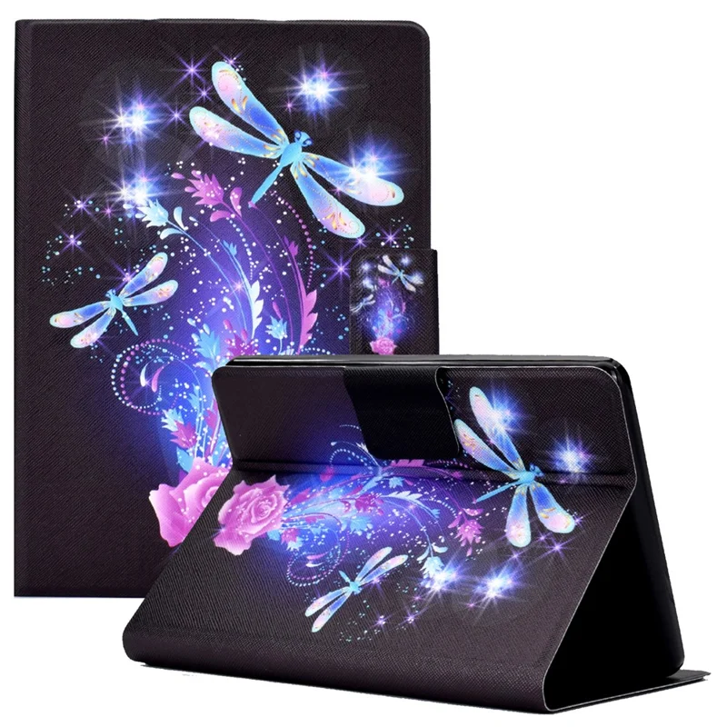 For Amazon Kindle Paperwhite 5 (2021) Fashionable Pattern Printing Tablet Leather Case Anti-scratch Card Holder Shell with Stand - Dragonfly