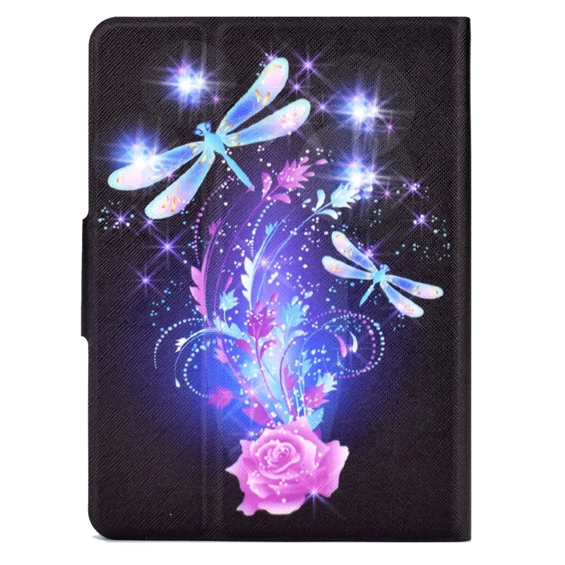 For Amazon Kindle Paperwhite 5 (2021) Fashionable Pattern Printing Tablet Leather Case Anti-scratch Card Holder Shell with Stand - Dragonfly