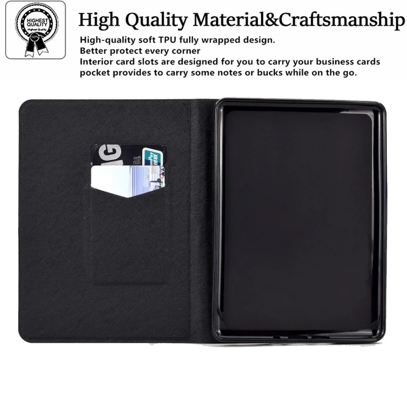 For Amazon Kindle Paperwhite 5 (2021) Fashionable Pattern Printing Tablet Leather Case Anti-scratch Card Holder Shell with Stand - Dragonfly