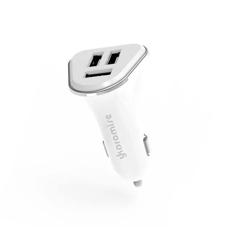 YK-M16 Quick Charge Three USB Ports Car Charger Adapter - White