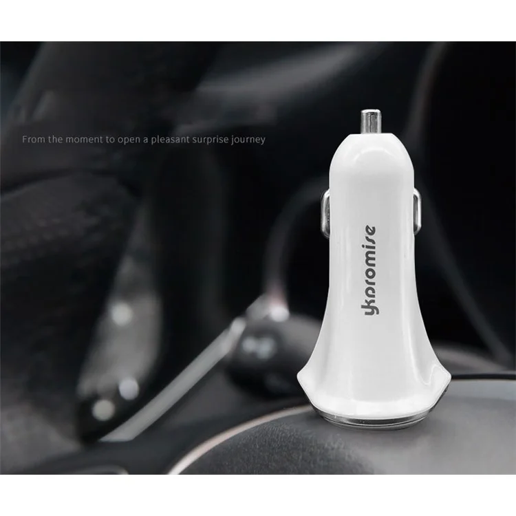 YK-M16 Quick Charge Three USB Ports Car Charger Adapter - White