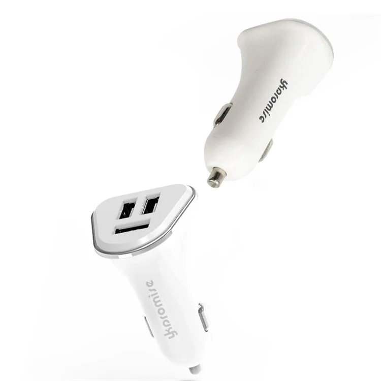 YK-M16 Quick Charge Three USB Ports Car Charger Adapter - White