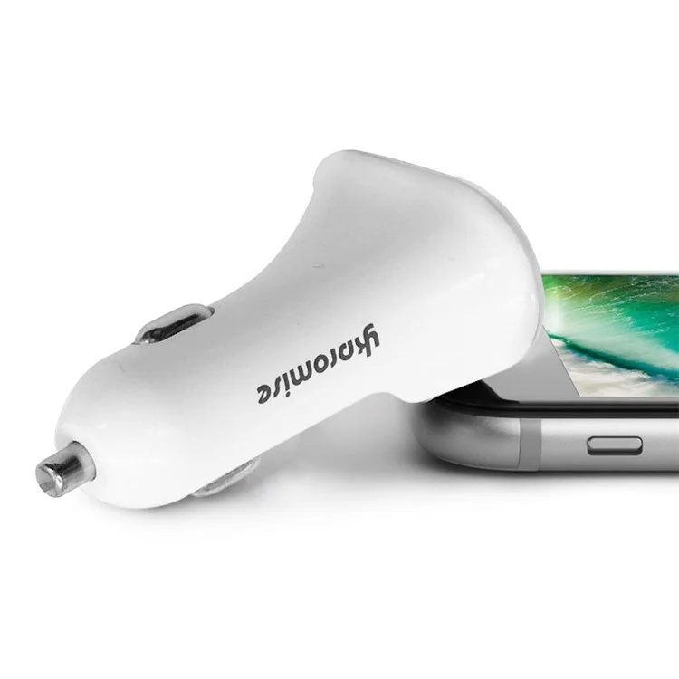 YK-M16 Quick Charge Three USB Ports Car Charger Adapter - White