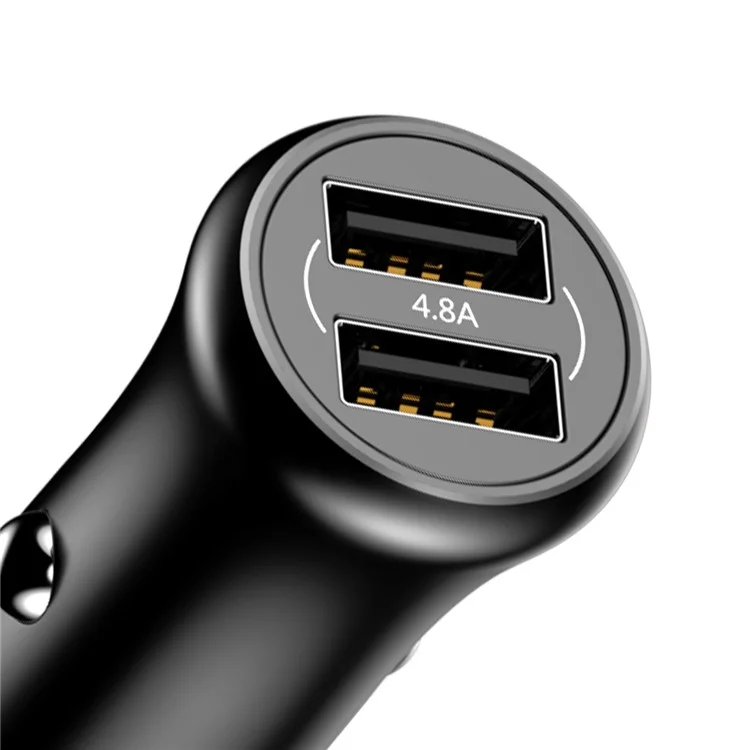 BASEUS Gentleman Series 4.8A Dual USB Smart Car Charger for iPhone iPad Samsung etc. - Black