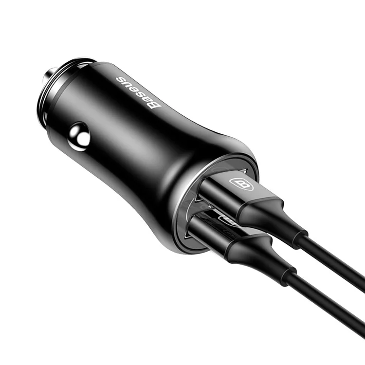 BASEUS Gentleman Series 4.8A Dual USB Smart Car Charger for iPhone iPad Samsung etc. - Black