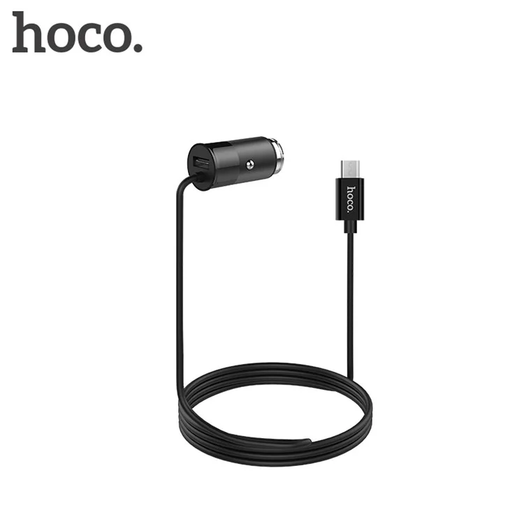HOCO Z17 5V/3.1A Single USB Car Charger with Built-in 1m Micro USB Cable for Samsung Huawei etc.