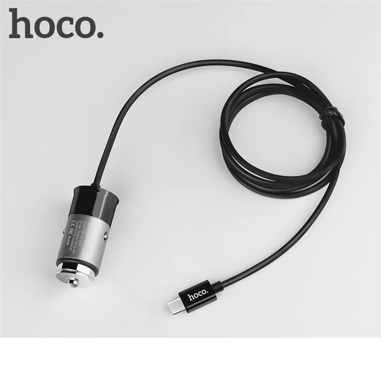 HOCO Z17 5V/3.1A Single USB Car Charger with Built-in 1m Micro USB Cable for Samsung Huawei etc.