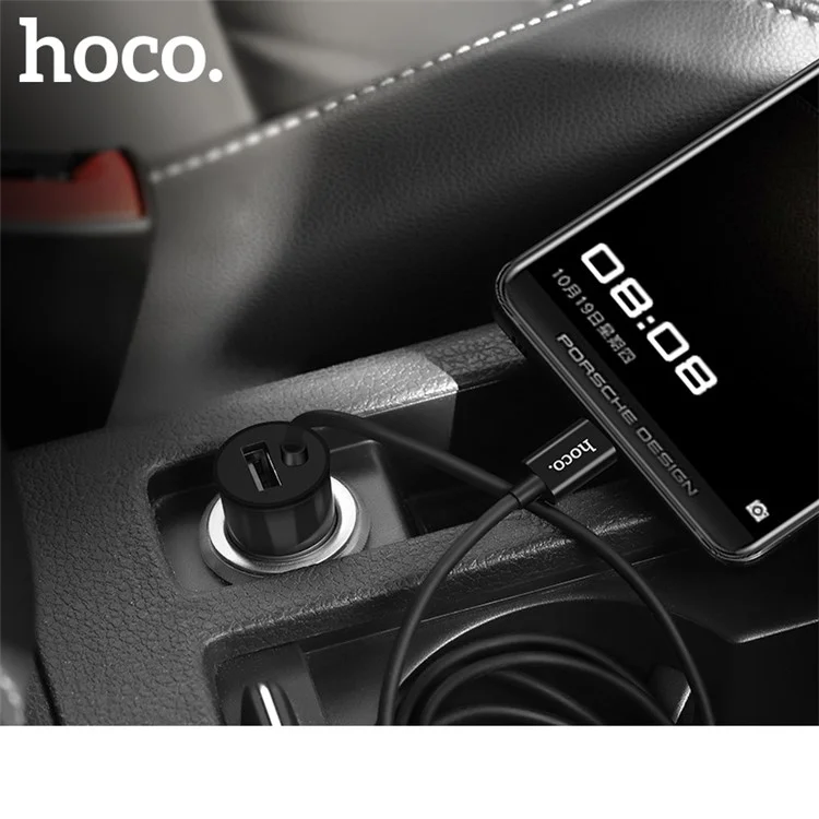 HOCO Z17 5V/3.1A Single USB Car Charger with Built-in 1m Micro USB Cable for Samsung Huawei etc.
