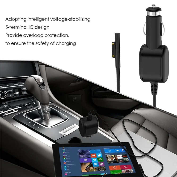 12V 2.58A Car Power Supply Adapter Laptop Cable Charger for Microsoft Surface Pro 3 & Pro 4 (i5/i7)