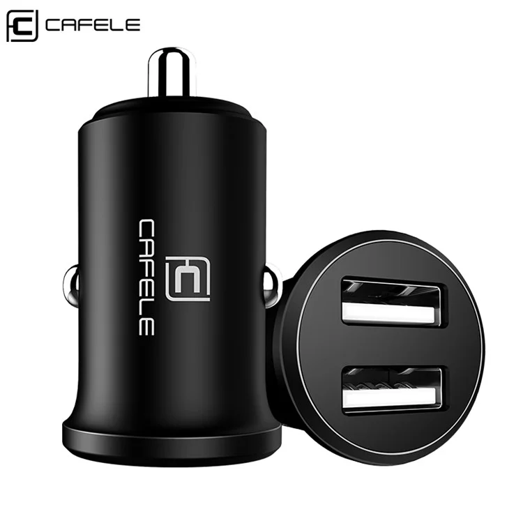 CAFELE Dual USB 4.8A 24W Mini Car Charger for iPhone iPad Samsung etc. - Black